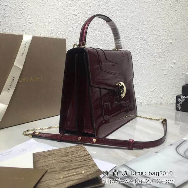 BVLGARI寶格麗 3層大號蛇頭包 頂級漆皮 手提單肩斜挎包 38629 FYD1408